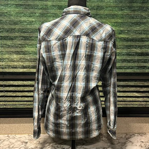 Wrangler Boys Western Plaid Pearl Snap Front‎ Long Sleeve Shirt Large - Picture 3 of 7